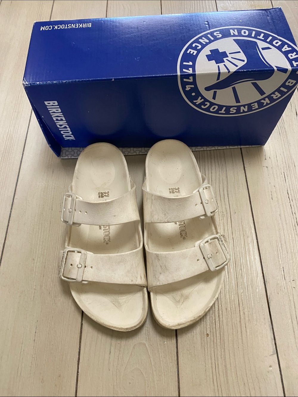 Birkenstock Kids White Two-Strap Arizona Sandals